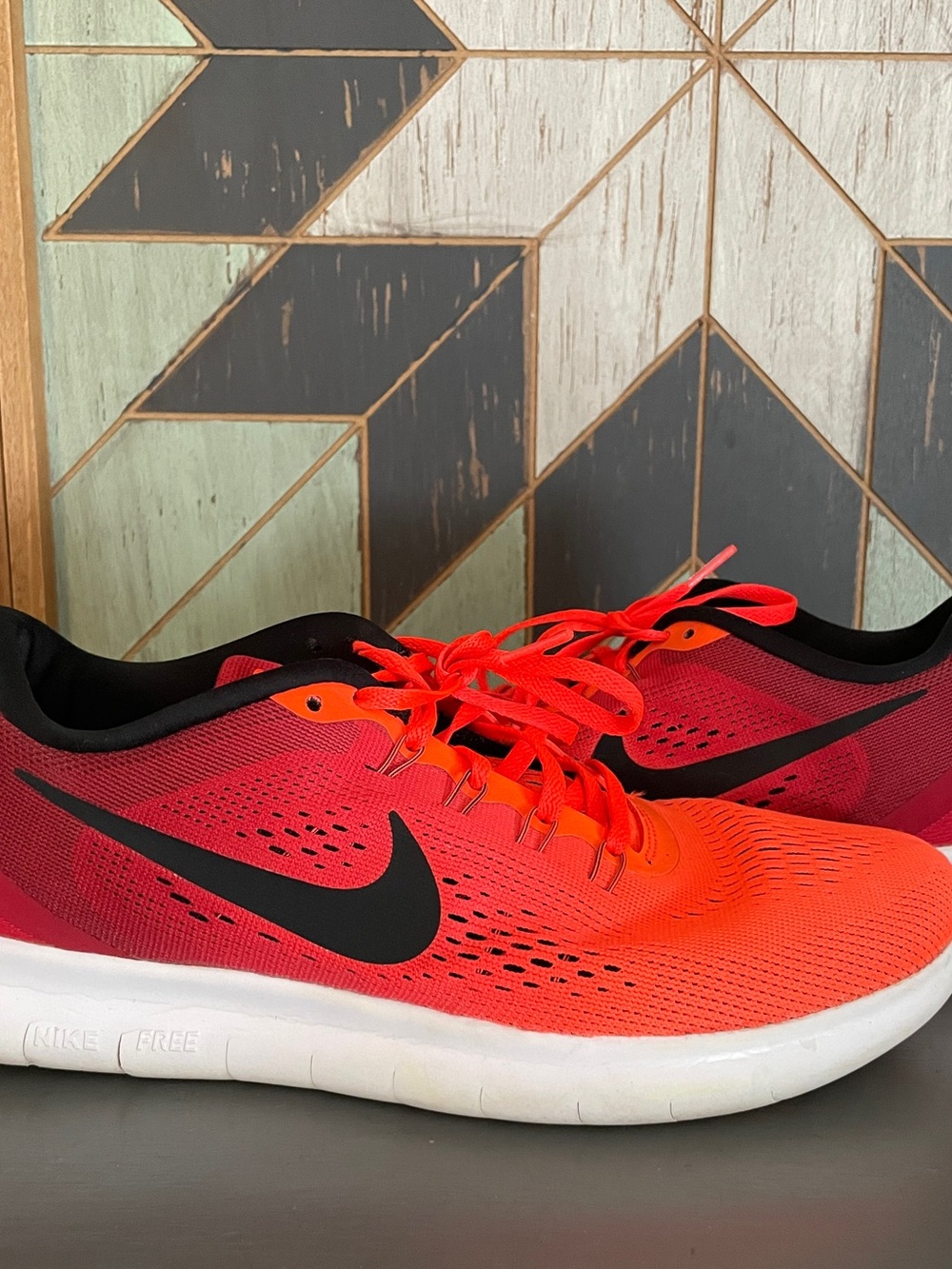 Nike Free RN Running Shoes Bright Orange Black Women US 10 831509-801